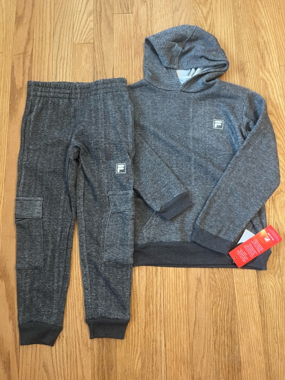 Fila Kids Charcoal Gray Hoodie & Cargo Joggers Set